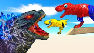 POMNI Tyrannosaurus vs Triceratops EVOLUTION GODZILLA King MOSASAURUS Jurassic Dinosaurs vs POPCORN?