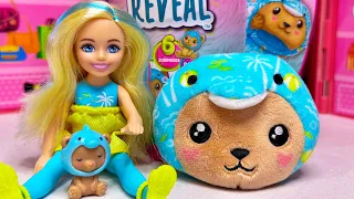 New Barbie Cutie Reveal ASMR Unboxing | Animal Plush Costume Series 🧸🐬| Color Change 💦