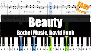 🎹Bethel Music, David Funk - Beauty (Key of C)Sheet + Lyrics + Chords Piano Easy Tutorial🎹