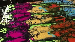 Acrylic Pour Floral Swipe with Primary Elements 24 x 48 by Leslie Ohnstad