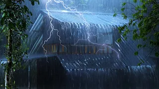 Defeat Insomnia with Heavy Rain & Thunderstorm Sounds on a Metal Roof at Night | Healing Rain