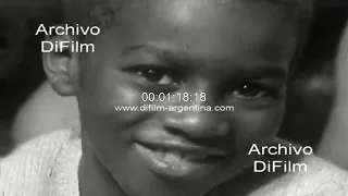 The vedette Josephine Baker arrives in Argentina with her adopted children 1966 ARCHIVE FOOTAGE