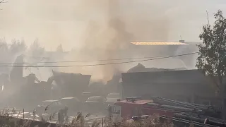 Пожар в автосервисе на Партизанской улице
