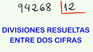 DIVISIONES de 2 CIFRAS con resta - 94268 dividido entre 12