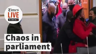 Chaos in parliament: EFF MPs removed during Ramaphosa's budget speech