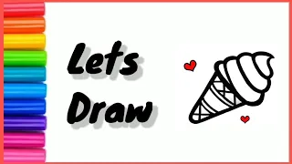Cute Icecream Drawing Easy | How To Draw A Cute Icecream For Kids Toddlers