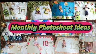 Monthly Photoshoot Ideas at Home/Easy photoshoot/baby's birthday photoshoot