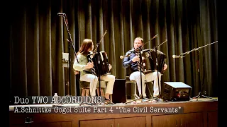 Duo Two Accordions Maria & Sergei Teleshev Alfred Schnittke Gogol Suite Part 4 "The Civil Servants"