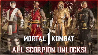 Mortal Kombat 1 - All Scorpion Mastery Rewards and Shop Unlocks