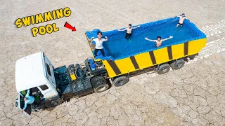 We Made Swimming Pool In A Big Truck - भाई मज्जा आ गया लेकिन मरते मरते बचें 🤐