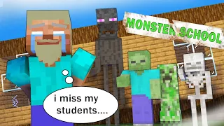 OLD HEROBRINE MISSED HIS STUDENTS: ROBOT MONSTERS: VERY SAD MINECRAFT ANIMATION: MONSTER SCHOOL