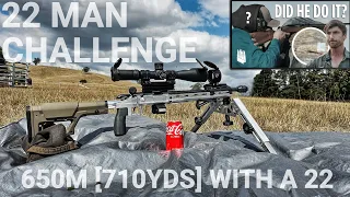 Garand Thumb 22 MAN Challenge 650M [710yds] COKE CAN With A 22LR - WE DID IT - Kinda