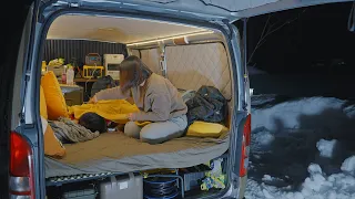 Автомобильный кемпинг на снегу.Расслабляющий лагерь на природе.Лечебная музыка.VanLife.ASMR