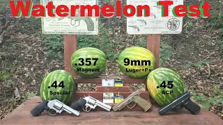 🍉Watermelons🍉 VS Handguns! 💥 9mm+P+ VS .45 ACP+P VS .44 Special VS .357 Magnum