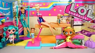 LOL Doll  Family Gymnastics Class Morning Routine with OMG  & Barbie Toys