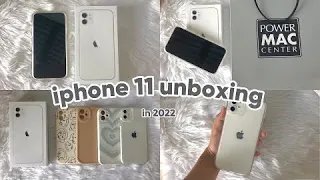 ✨ iphone 11 unboxing (2022) | white ☁️ 128gb + accessories + camera test 📷 | joviyelle