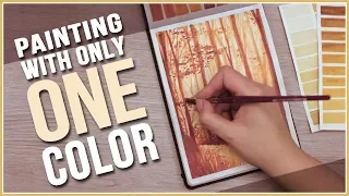 How to Paint a Fall Scenery with only ONE Color // Monochromatic Watercolor // Art Journal Thursday