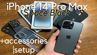 iPhone 14 Pro Max (Space Black) - Unboxing | Setup + Accessories (4K)
