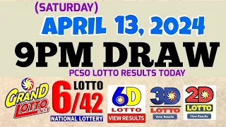 Lotto Result Today 9pm draw April 13, 2024 6/55 6/42 6D Swertres Ez2 PCSO#lotto