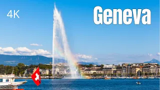 Geneva downtown - Scenic Autumn drive in Switzerland 4K