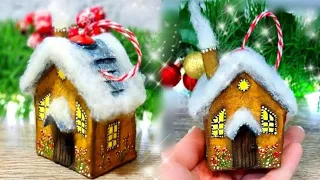 DIY. CHRISTMAS ornament. EASY HOUSE craft. ЁЛОЧНАЯ игрушка БЫСТРО и ПРОСТО. ДОМИК своими руками.