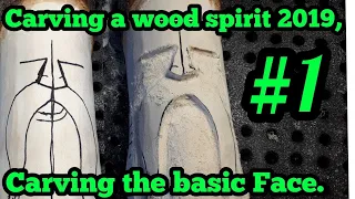 A detailed step by step carving a wood spirit series 2019, #1 drawing, carving basic shape spirit,