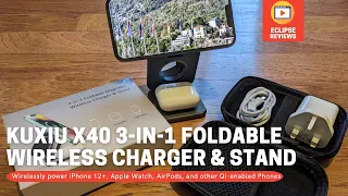 Review KUXIU X40 3-in-1 foldable magnetic wireless Charger & Stand