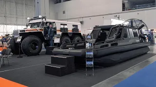 Выставка «Комплексная безопасность 2023». Аэролодка Sever 750К Long. Вездеход SEVERTRUCKS Профи-Макс