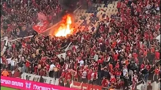 Hapoel Tel Aviv Fans Making Burn In Their Stand During Tel Aviv Derby Vs Maccabi Tel Aviv