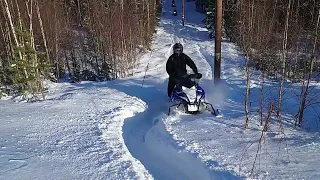 brother with yamacat turbo in pretty deep snow