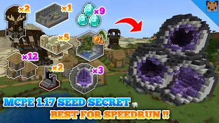 Minecraft pe 1.17 seed secret speedrun - seed city village & pillage, ×3 amethyst geode & lush cave