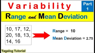 [Tagalog] How to calculate range and mean deviation #measureofvariability #ungroupeddata PART 1