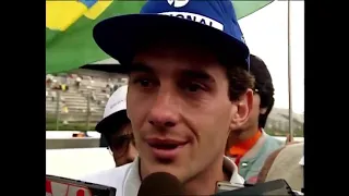 Reginaldo Leme entrevista Ayrton Senna após conquista do título de 1988