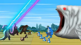 Godzilla, KONG, SHIN vs Army BLOOP: The battle of the monsters | Godzilla Cartoon Compilation