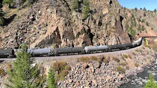 Union Pacific 9 locomotive monster train Byers Canyon, and Bond, Colorado