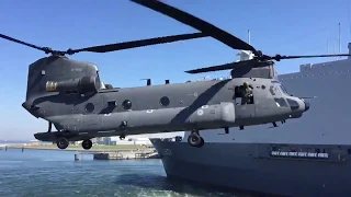 MARSOF Fast Rope training with CH47F Chinook helicopter on board HNLMS Friesland
