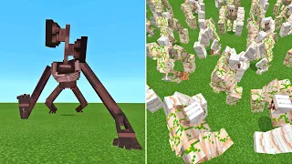 Siren Head VS. 100+ Super Golem in Minecraft