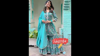 cotton blue sharara | printed sharara suit | | sharara | sharara dress #viral #shorts #sharara