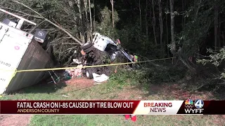 Fatal crash on I-85 caused by tire blow out, troopers say