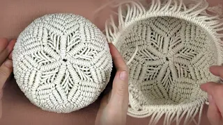 Macrame Basket Pattern with Flower DIY