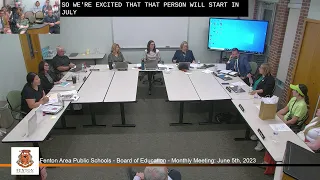 Fenton Area Public Schools Board of Ed Meeting - 6-5-2023