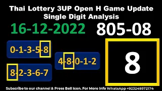 Thai Lottery 3UP Open H Game Update Single Digit Analysis 16-12-2022