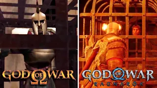 Kratos kills a Soldier in a Cage Scene in God of War 1 vs God of War Ragnarok Valhalla