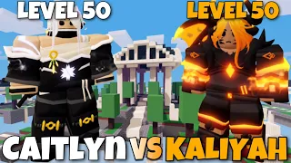 Level 50 Caitlyn Kit vs Kaliyah! (Roblox Bedwars)