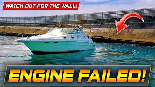 BOAT LOSES ENGINE AND HEADS TOWARDS THE WALL !! | HAULOVER INLET | WAVY BOATS