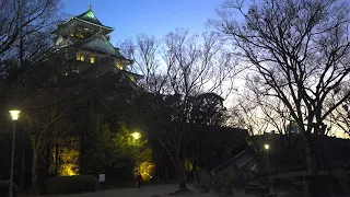 Osaka - Evening Walk at Tanimachi Rokuchome and Osaka Castle at Dusk in 4K HDR 60fps