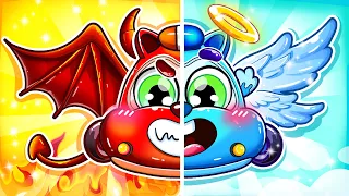 Angel VS Demon Baby Behavior😇😈 Take Care of the Baby 🚓🚗🚌🚑+More Nursery Rhymes by Cars & Play