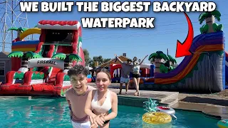 We built a GIANT WATERPARK in our backyard | waterslides, dunk tank, obstacle course, pool