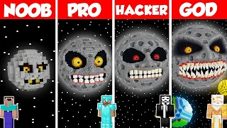SCARY MOON BASE HOUSE BUILD CHALLENGE - Minecraft Battle: NOOB vs PRO vs HACKER vs GOD / Animation