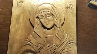 Woodcarving | Carved icon of Virgin Mary  | handmade woodworking| DIY